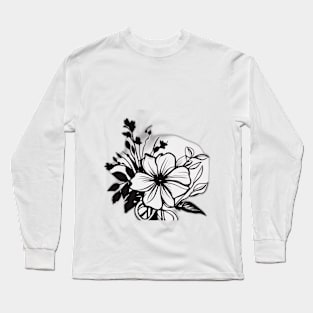 Elegant Monochrome Floral Design No. 941 Long Sleeve T-Shirt